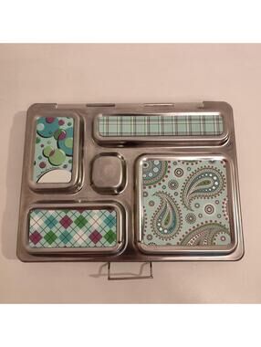 PLANETBOX Rover Stainless Steel Bento Lunch Box 5 Compartments Size 10"X7.5"